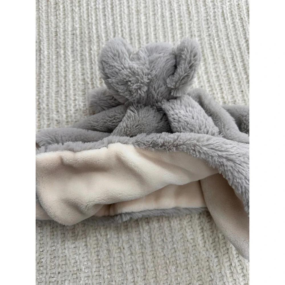 Pottery Barn Kids Style Grey Elephant Security Blanket Plush Faux Fur Baby Lovey